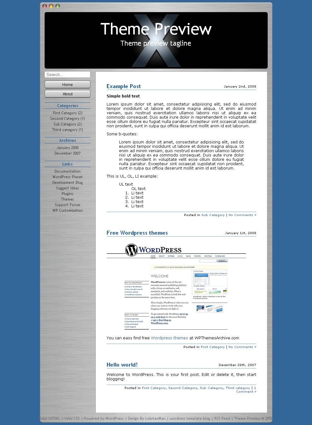 download X Blog theme