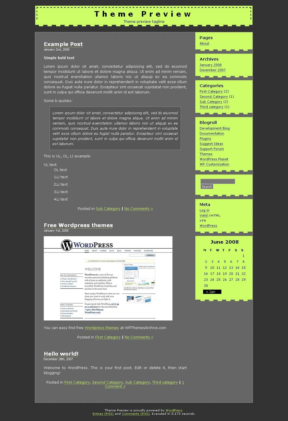 download WordPress Limecat theme