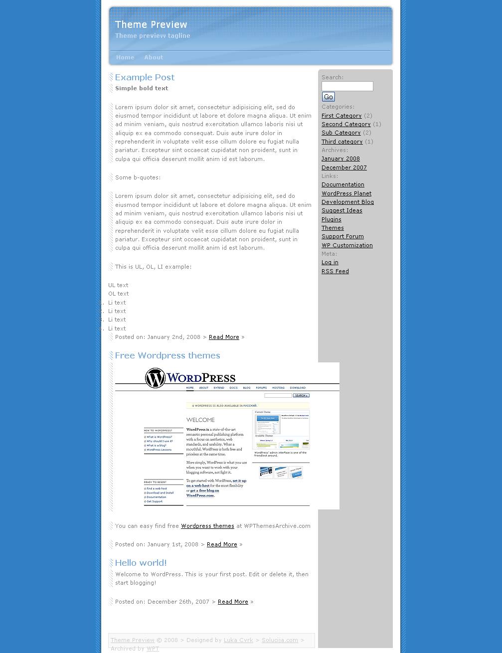 download Blue Blog Template theme