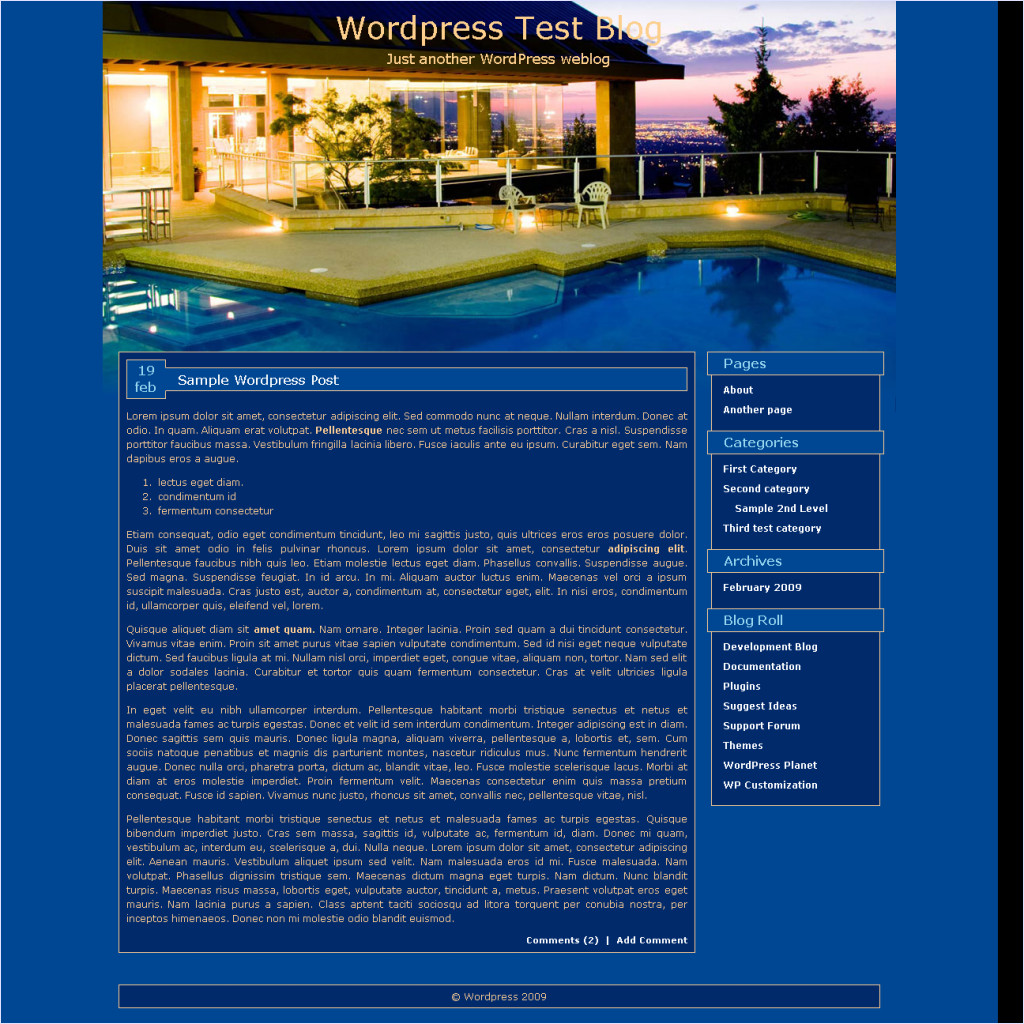 download Swimming Pool House Theme theme