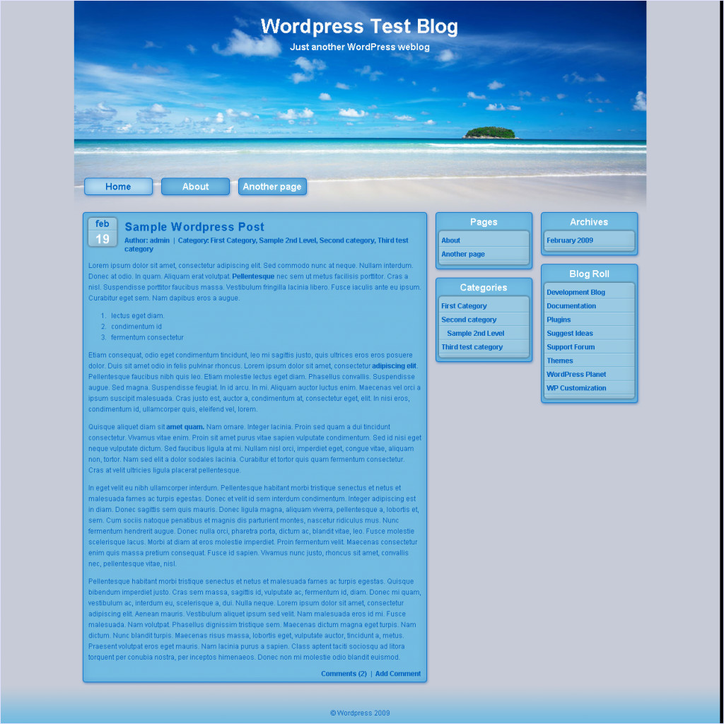 download Blue Sky Beach Theme theme